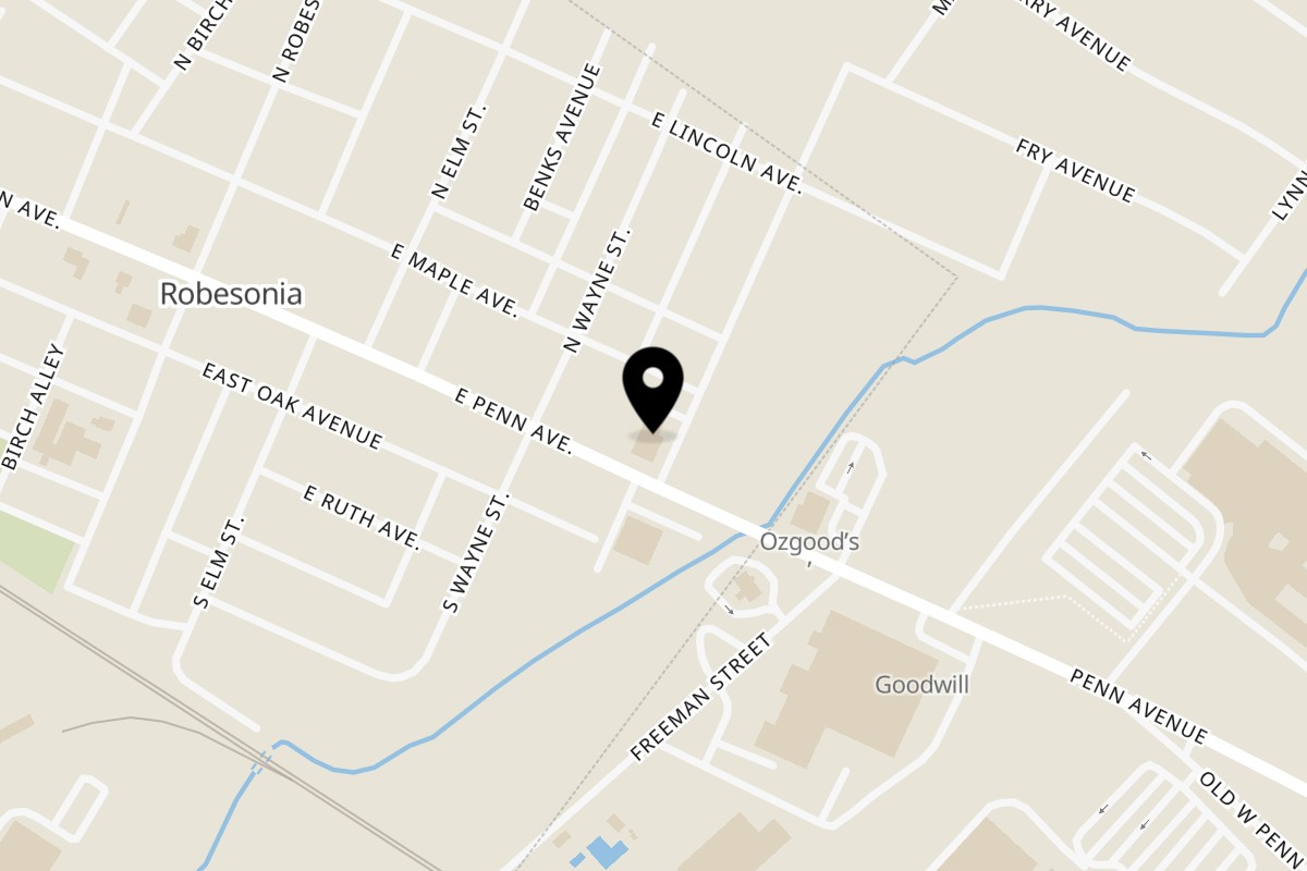 Map showing the location of Castañedas Mexican Restaurant Robesonia on 225 E Penn Ave in Robesonia